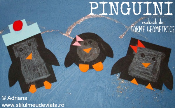 pinguini realizati din forme geometrice