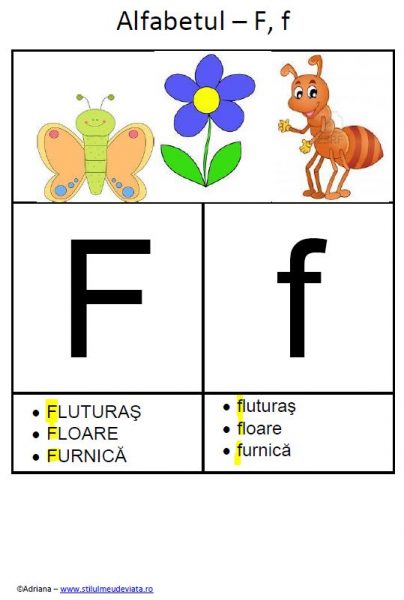 litera F - alfabetul ilustrat