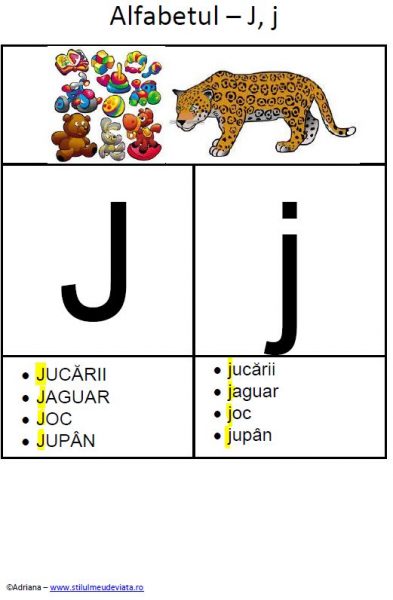 litera J - alfabetul ilustrat