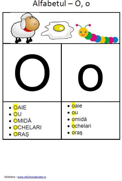 litera O - alfabetul ilustrat