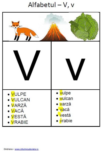 litera V - alfabetul ilustrat